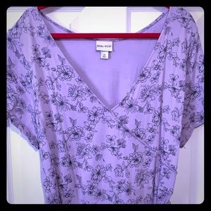 Lilac ruffle hem faux wrap dress